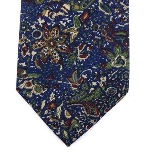 ROCA Vintage Floral Rustic Flower Floral Blue Multicolor Tie Made in Argentina